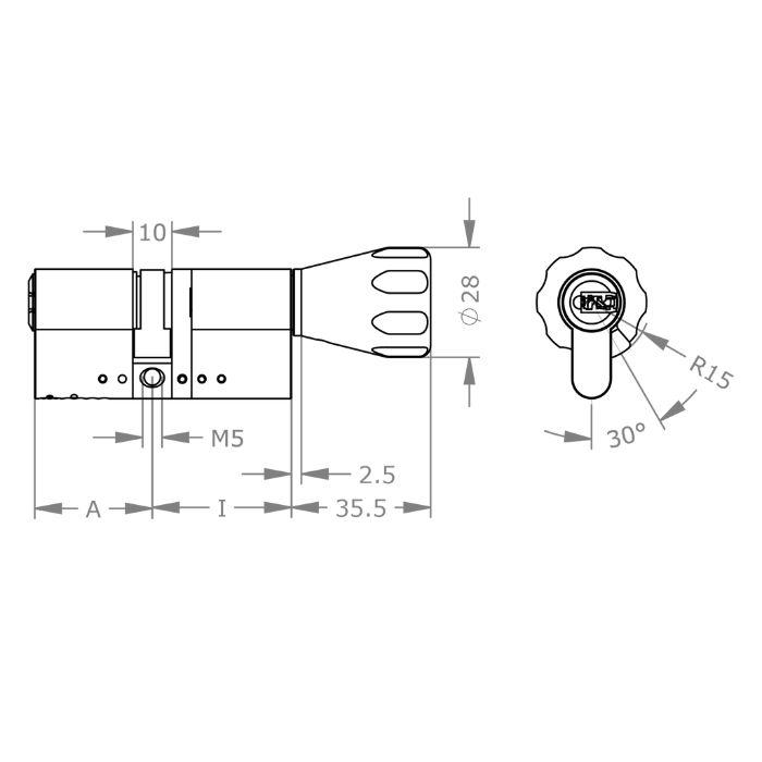 High security thumbturn profile cylinder Evva Akura 44