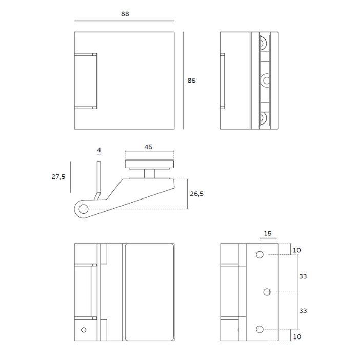 Hinge for glass doors 8-12 mm JNF IN.05.300.AL