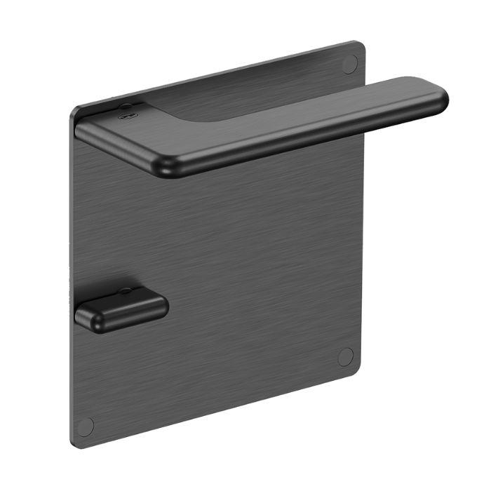 JNF door handle with turn and release button on plate IN.00.532.PQ.B
