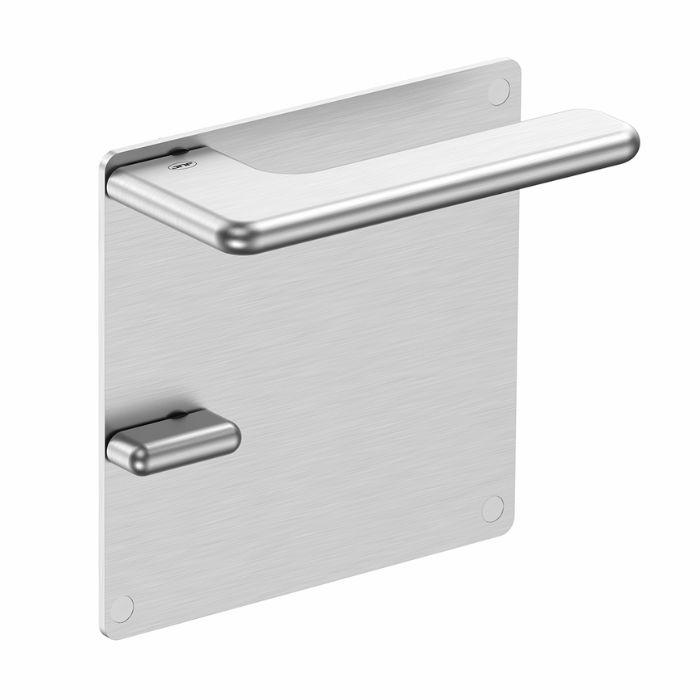 JNF door handle with turn and release button on plate IN.00.532.PQ.B
