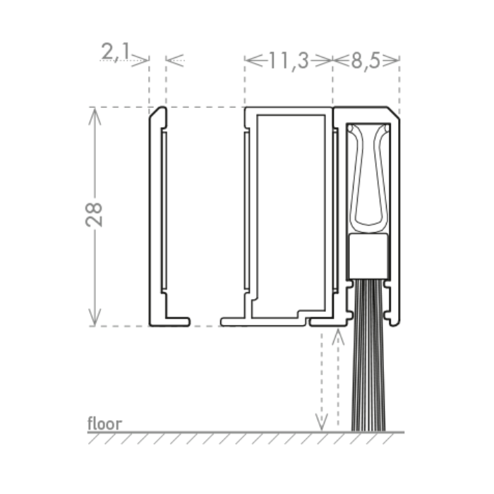 Krītošais slieksnis CCE Glass Pivot 08x28