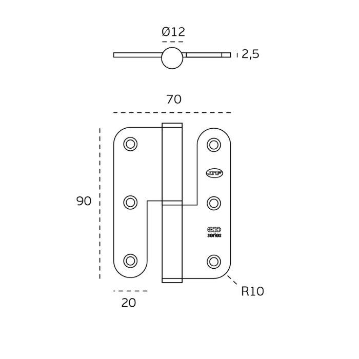 Lift off hinge JNF IN.05.019.90.BR.ECO