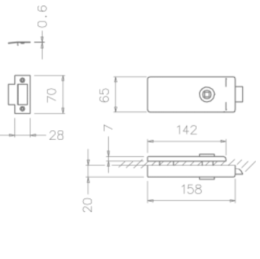 Lock for glass doors Tupai 4014