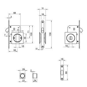 Lock for sliding doors Tupai 2849 Q