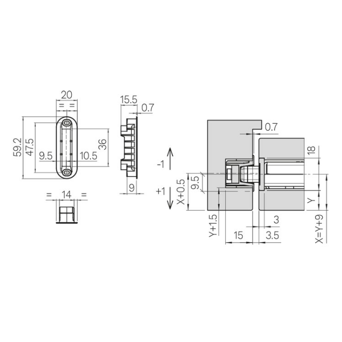 Magnetic striking plate Krona Koblenz KM 10