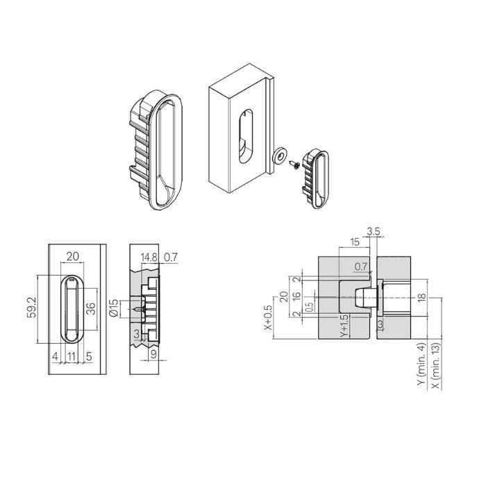 Magnetic striking plate with hidden screws Krona Koblenz KM 4