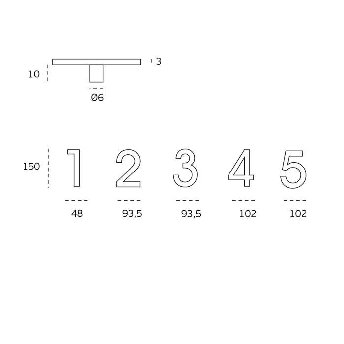 Numerals 100/150/200 mm JNF IN.34.00..P