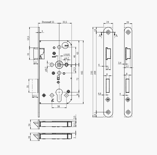  Panic lock for double-leaf doors Eco Schulte 72/65/9 GBS 93