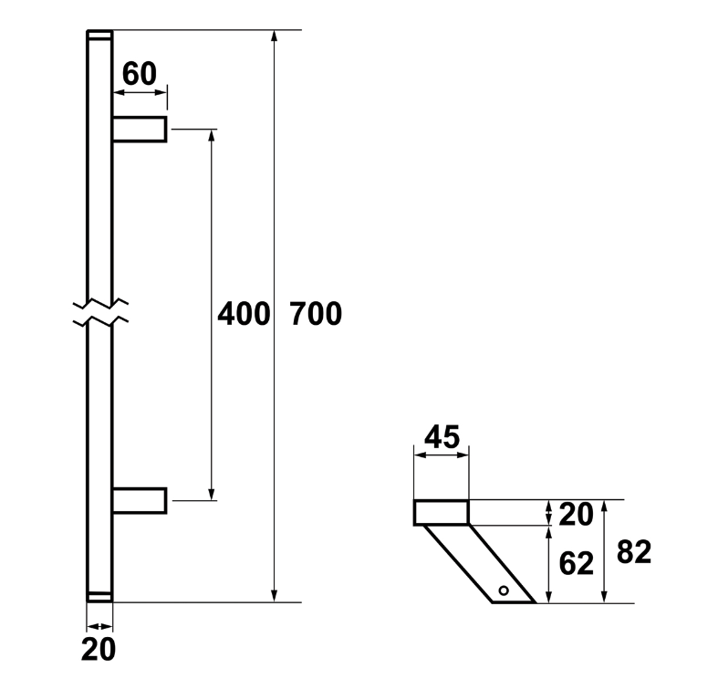 Pull handle oblique Axa Amsterdam