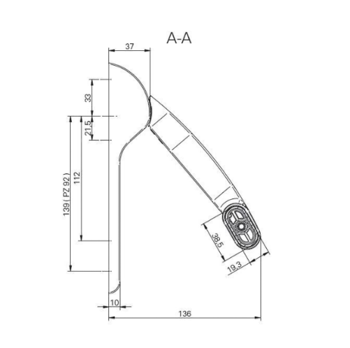 Push bar for panic doors Eco Schulte EPN 900 IV 72 45°