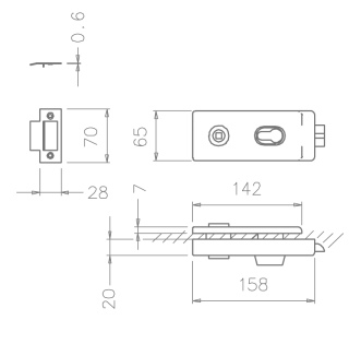 PZ lock for glass doors Tupai 4015