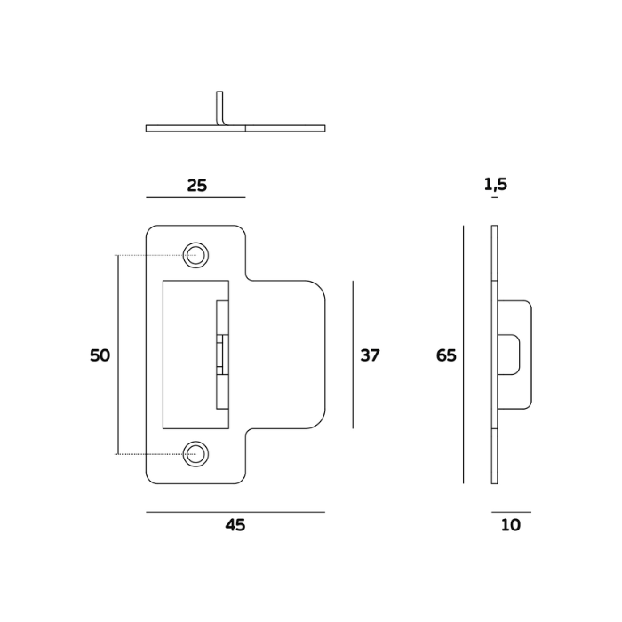 Reversible and adjustable strike plate JNF IN.20.364.