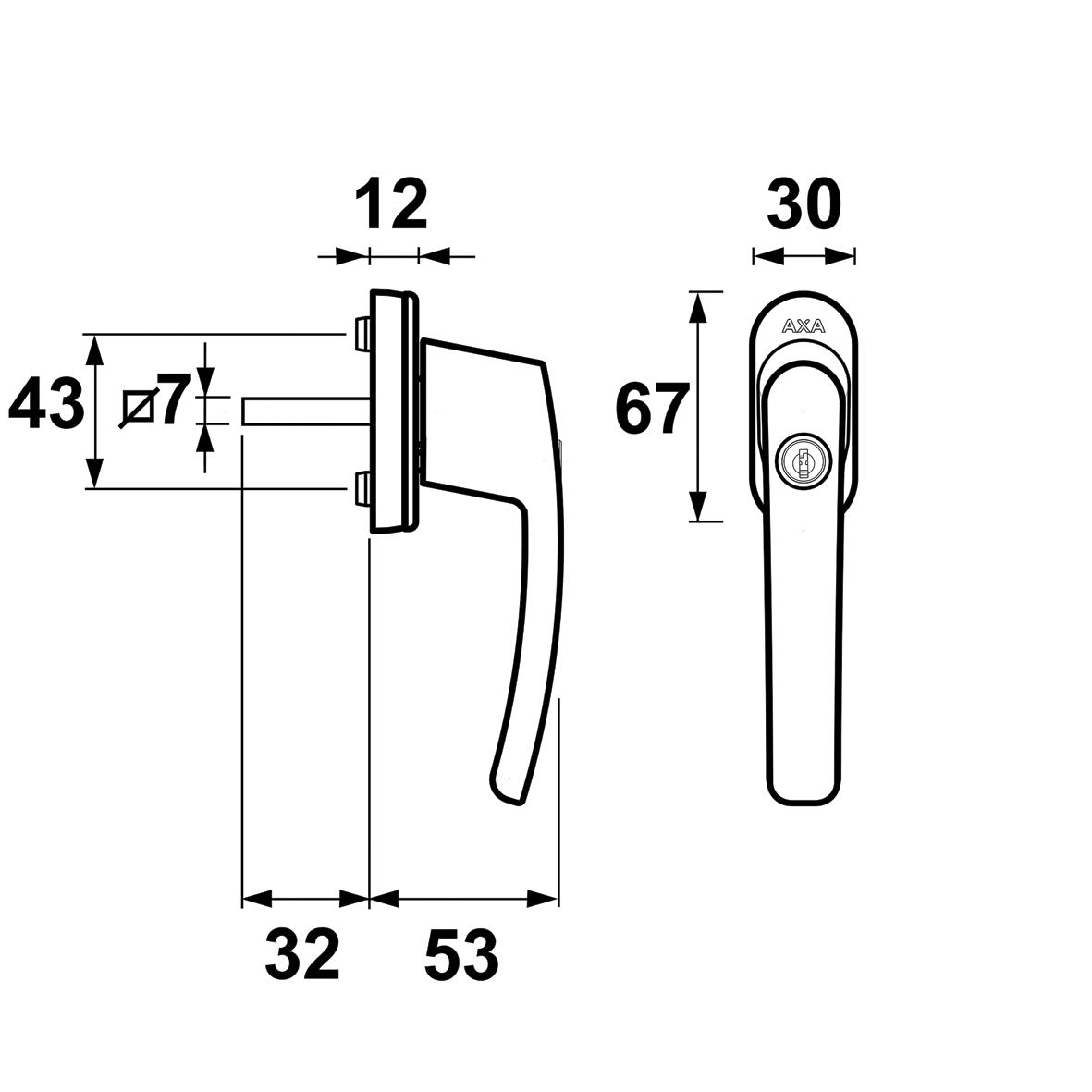 Security window handle Axa Home Security Oval Roma 45-90