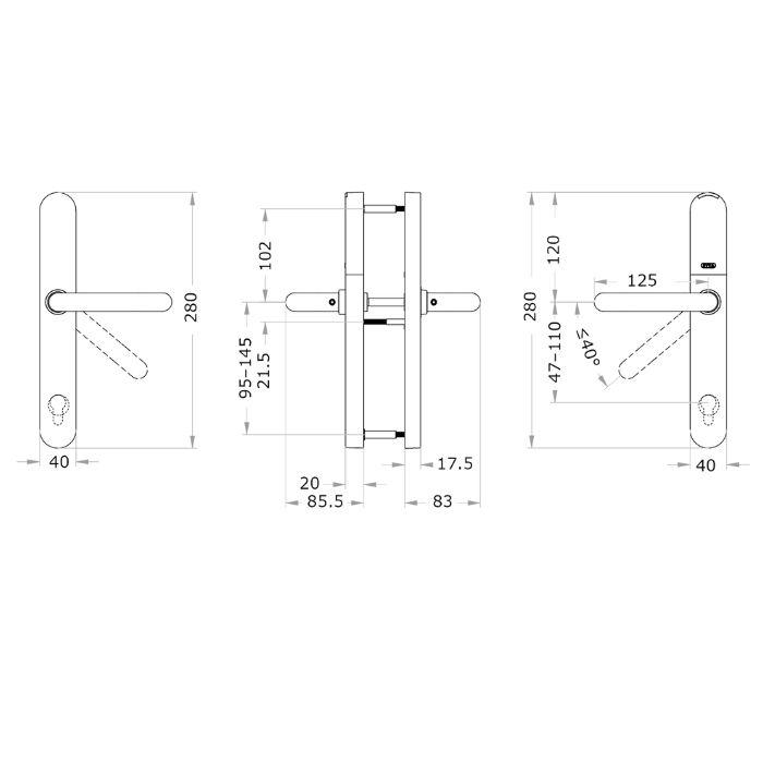 Single-sided access escutcheon Evva XESAR E.X.BE.Z1.