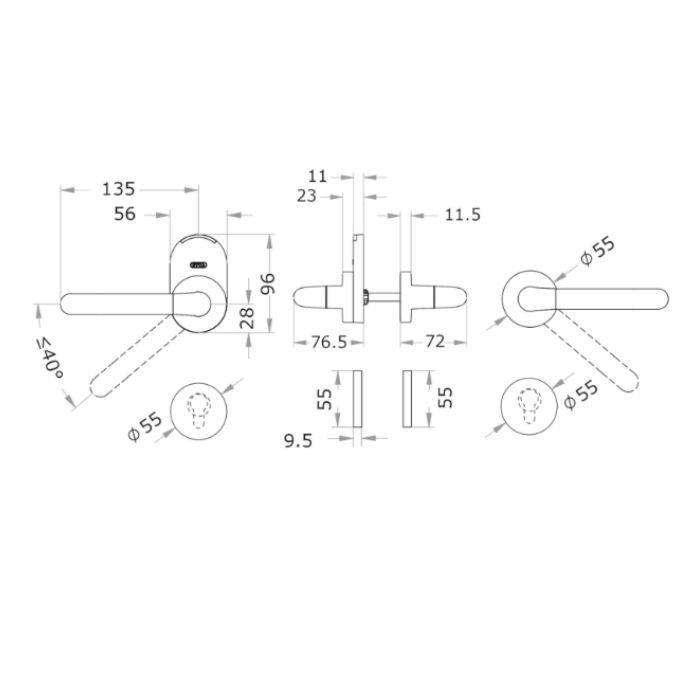 Single sided access handle Evva XESAR E.X.DR.Z1.