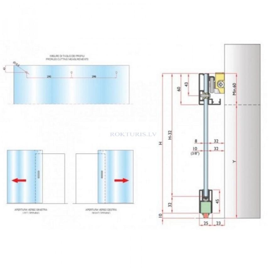 Sliding door system Terno Scorrevoli MAGIC2 VETRO