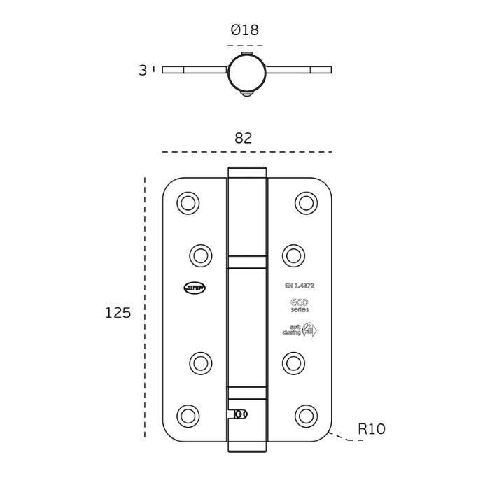 Spring hinge with soft closing and hold open JNF IN.05.040.HO