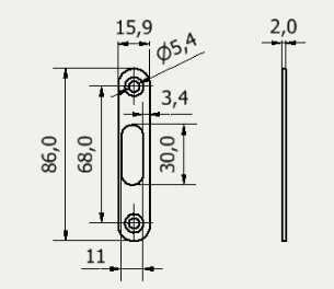 Striking plate for lock M&T mini