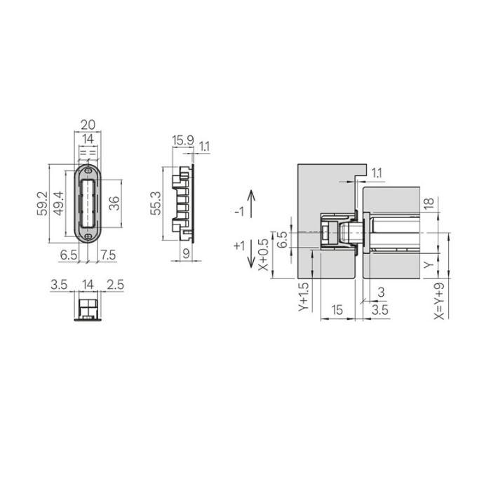 Striking plate with magnetic cover Krona Koblenz KM 11 +