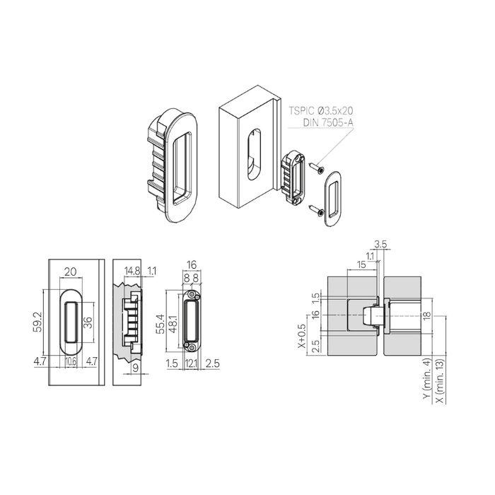 Striking plate with magnetic cover Krona Koblenz KM 6