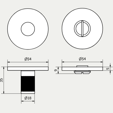 WC knob on magnetic rosette M&T Nomad
