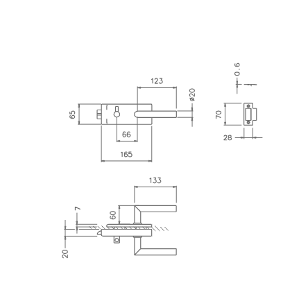 WC lock for glass doors with handle Tupai 4024