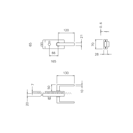 WC lock for glass doors with handle Tupai 4028