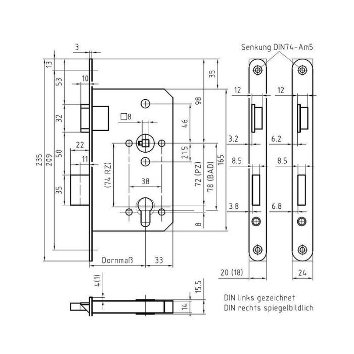 WC mortise lock BMH 300
