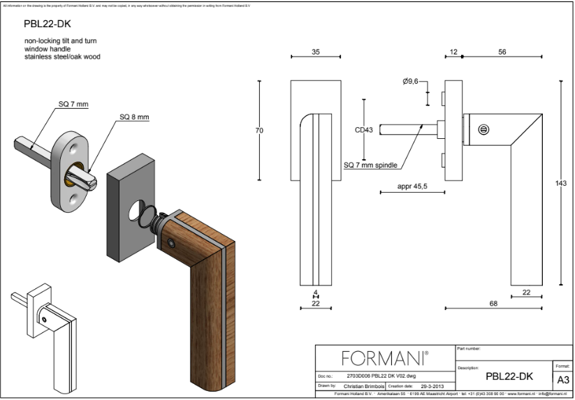 Window handle Formani PBL22-DK