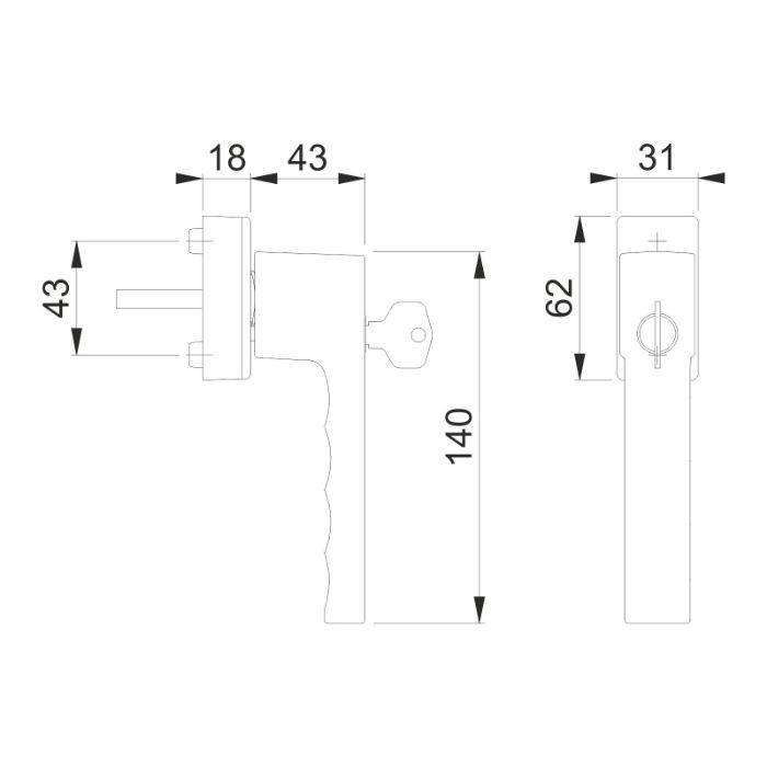 Window handle with lock HOPPE 0737S/US947 TOULON Secustik VarioFit 7/32-42,100NM