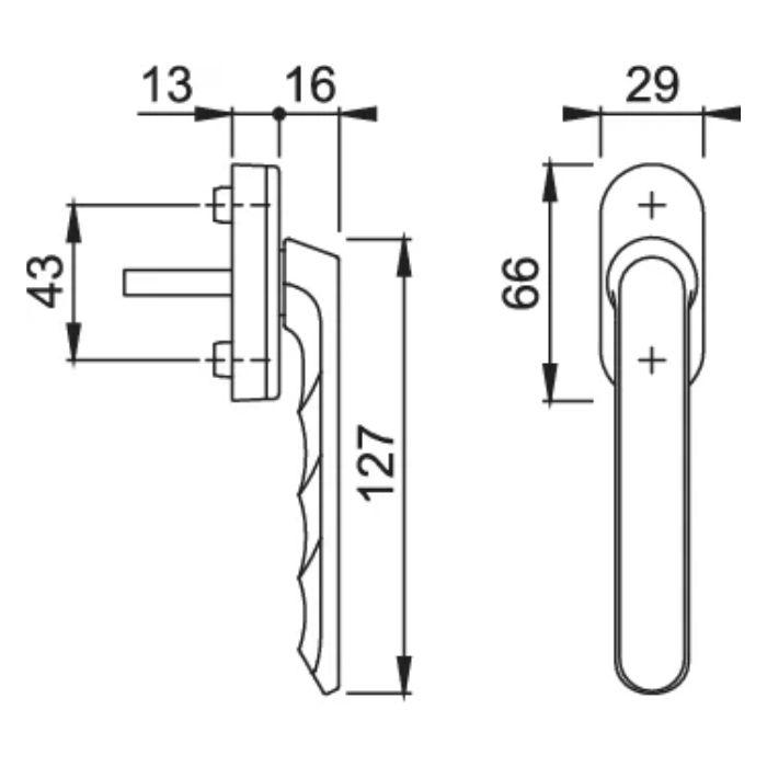 Window handle with short neck Hoppe Luxemburg 099KH/U26