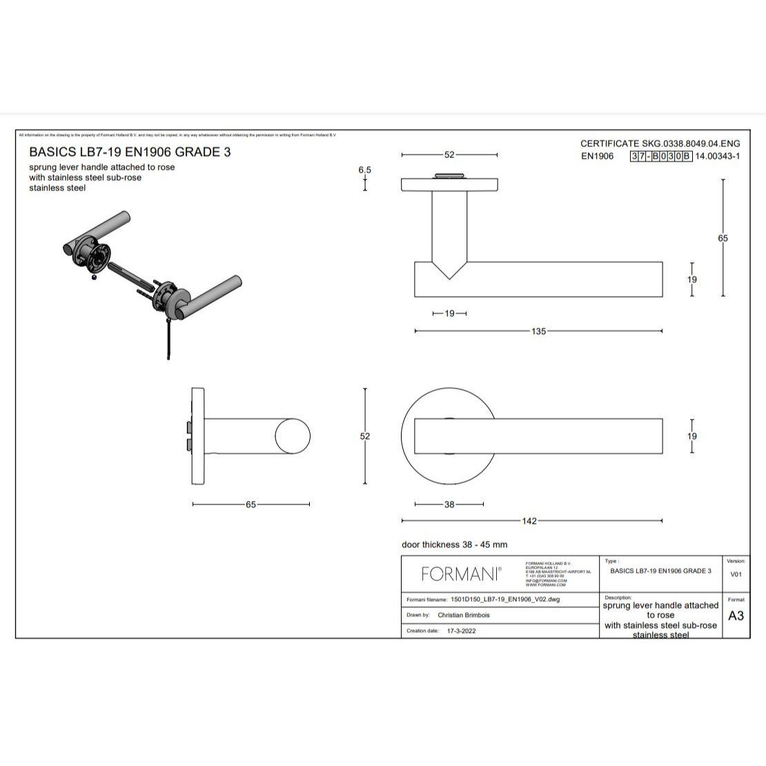 Дверная ручка Formani BASICS LB7-19