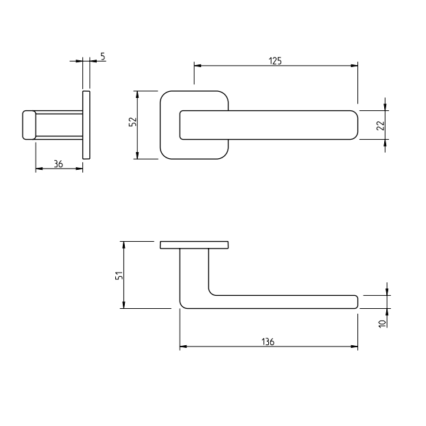 Дверная ручка Tupai 6502 5SQRC