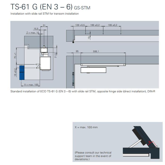 Дверной доводчик со скользящей тягой Eco Schulte Newton TS-61G