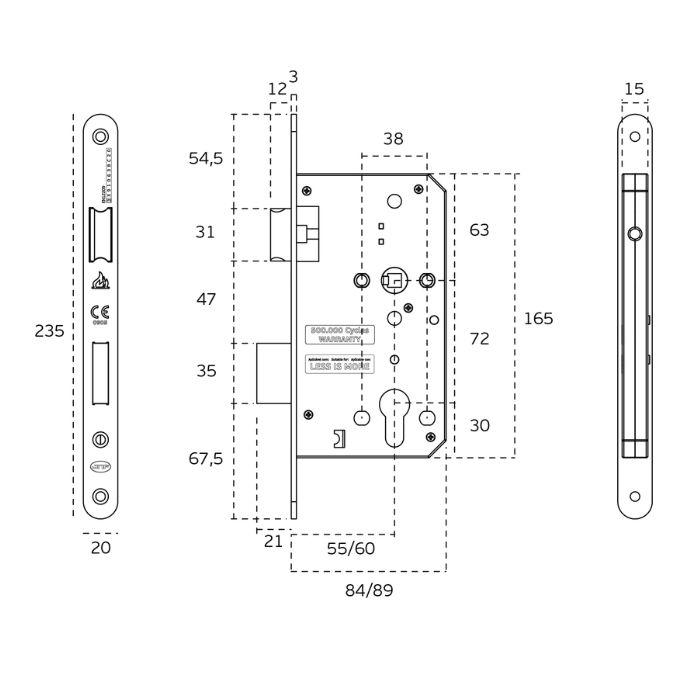 Замок для огнеупорных дверей JNF 20.970