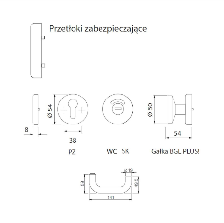 Огнеупорная дверная ручка Eco Schulte BASIS PLUS D-110