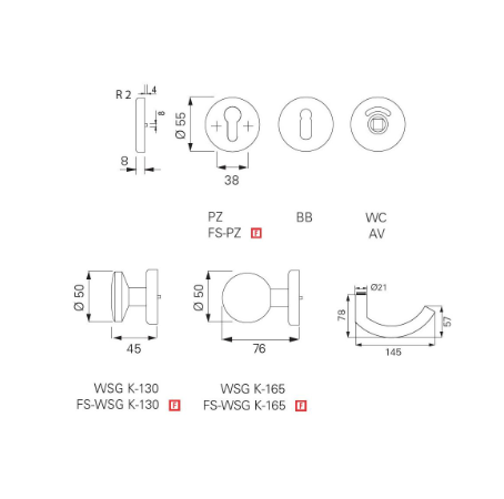 Огнеупорная дверная ручка Eco Schulte OGL D-510
