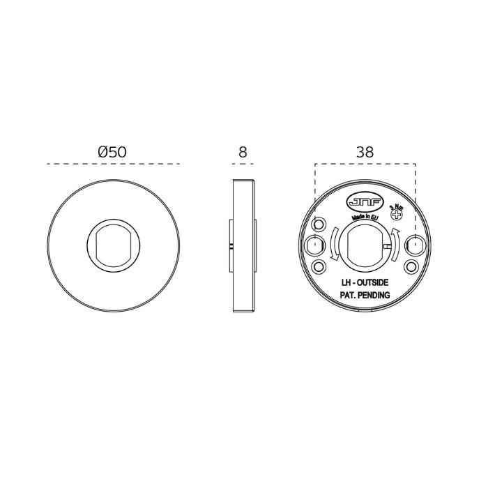 Огнеупорная дверная ручка JNF IN.00.243.B.RC08M