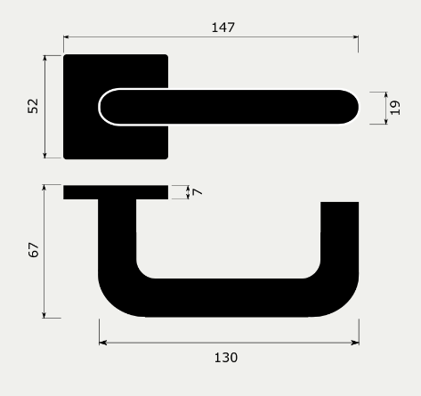 Огнеупорная дверная ручка с WC защёлкой M&T Meclis Q