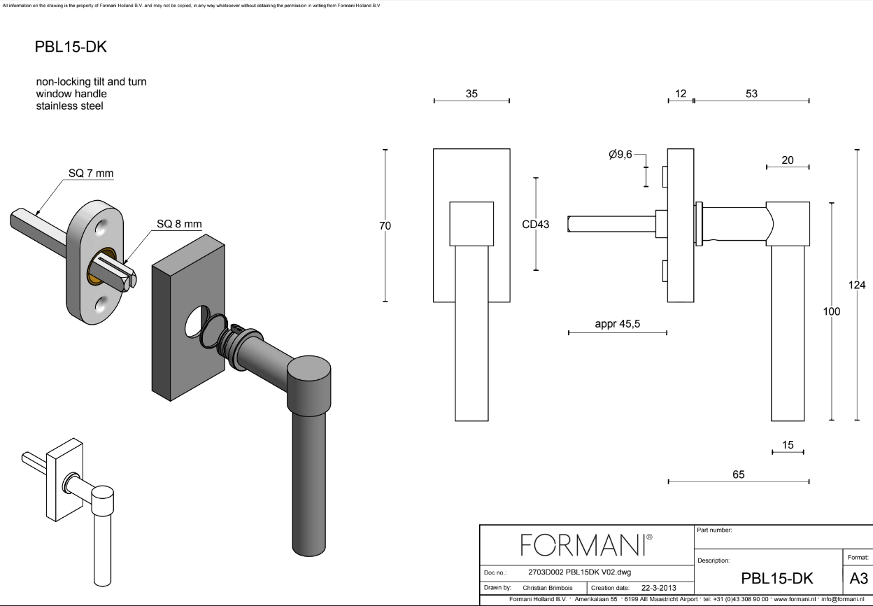 Оконная ручка Formani ONE PBL15-DK