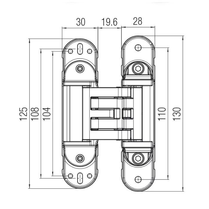 Скрытые петли для дверей с утопленной глубиной коробки Krona Koblenz KUBICA Hybrid K6360/38